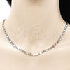 Oro Laminado Basic Necklace, Gold Filled Style Pave Mariner Design, Diamond Cutting Finish, Tricolor, 04.319.0006.24 (04 MM Thickness, 24 Inches Length)