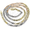 Oro Laminado Basic Necklace, Gold Filled Style Pave Mariner Design, Diamond Cutting Finish, Tricolor, 04.319.0006.24 (04 MM Thickness, 24 Inches Length)