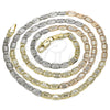 Oro Laminado Basic Necklace, Gold Filled Style Mariner Design, Diamond Cutting Finish, Tricolor, 04.319.0007.24 (04 MM Thickness, 24 Inches Length)