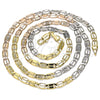 Oro Laminado Basic Necklace, Gold Filled Style Mariner Design, Diamond Cutting Finish, Tricolor, 04.319.0008.24 (04 MM Thickness, 24 Inches Length)