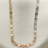 Oro Laminado Basic Necklace, Gold Filled Style Mariner Design, Diamond Cutting Finish, Tricolor, 04.319.0008.24 (04 MM Thickness, 24 Inches Length)