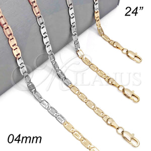 Gold Filled Necklace — Basic Necklace Mariner Design Diamond Cutting Tricolor 04. — main product view — SKU 136032 | Oro Laminado collar — básico Necklace Mariner diseño Diamond Cutting Tricolor 04. — SKU 136032