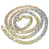 Oro Laminado Basic Necklace, Gold Filled Style Mariner Design, Diamond Cutting Finish, Tricolor, 04.319.0009.24 (05 MM Thickness, 24 Inches Length)