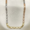 Oro Laminado Basic Necklace, Gold Filled Style Mariner Design, Diamond Cutting Finish, Tricolor, 04.319.0009.24 (05 MM Thickness, 24 Inches Length)