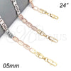 Oro Laminado Basic Necklace, Gold Filled Style Pave Mariner Design, Polished, Golden Finish, 04.319.0011.24 (05 MM Thickness, 24 Inches Length)