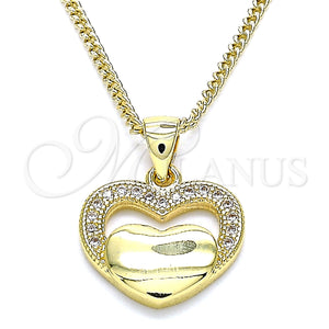 Gold Filled Necklace — Pendant Necklace Heart Design with White Micro Pave — main product view — SKU 136041 | Oro Laminado collar — Pendant Necklace corazón diseño with blanco Micro Pave — SKU 136041
