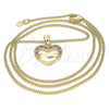 Oro Laminado Pendant Necklace, Gold Filled Style Heart Design, with Garnet and White Micro Pave, Polished, Golden Finish, 04.156.0340.1.20 (20 Inches Length)