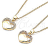 Oro Laminado Pendant Necklace, Gold Filled Style Heart Design, with Garnet and White Micro Pave, Polished, Golden Finish, 04.156.0340.1.20 (20 Inches Length)