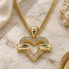 Oro Laminado Pendant Necklace, Gold Filled Style Heart Design, with White Micro Pave, Polished, Golden Finish, 04.156.0341.20 (20 Inches Length)