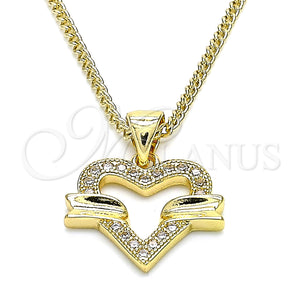 Gold Filled Necklace — Pendant Necklace Heart Design with White Micro Pave — main product view — SKU 136047 | Oro Laminado collar — Pendant Necklace corazón diseño with blanco Micro Pave — SKU 136047