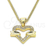 Oro Laminado Pendant Necklace, Gold Filled Style Heart Design, with White Micro Pave, Polished, Golden Finish, 04.156.0341.20 (20 Inches Length)