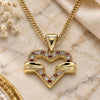 Oro Laminado Pendant Necklace, Gold Filled Style Heart Design, with Garnet and White Micro Pave, Polished, Golden Finish, 04.156.0341.1.20 (20 Inches Length)