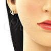 Oro Laminado Stud Earring, Gold Filled Style Heart and Little Girl Design, with Garnet and White Micro Pave, Polished, Golden Finish, 02.156.0331.1