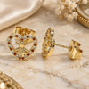 Oro Laminado Stud Earring, Gold Filled Style Heart and Little Girl Design, with Garnet and White Micro Pave, Polished, Golden Finish, 02.156.0331.1