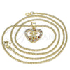 Oro Laminado Pendant Necklace, Gold Filled Style Heart and Little Girl Design, with Garnet and White Micro Pave, Polished, Golden Finish, 04.156.0342.1.20 (20 Inches Length)