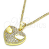 Oro Laminado Pendant Necklace, Gold Filled Style Heart Design, with White Micro Pave, Polished, Golden Finish, 04.156.0343.20 (20 Inches Length)