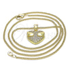 Oro Laminado Pendant Necklace, Gold Filled Style Heart Design, with White Micro Pave, Polished, Golden Finish, 04.156.0343.20 (20 Inches Length)