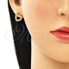 Oro Laminado Earring and Pendant Adult Set, Gold Filled Style Heart Design, with Garnet and White Micro Pave, Polished, Golden Finish, 10.156.0281.1