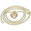 Oro Laminado Pendant Necklace, Gold Filled Style Heart and Love Design, with Garnet and White Micro Pave, Polished, Golden Finish, 04.156.0345.1.20 (20 Inches Length)