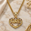 Oro Laminado Pendant Necklace, Gold Filled Style Heart and Love Design, with Garnet and White Micro Pave, Polished, Golden Finish, 04.156.0345.1.20 (20 Inches Length)