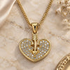 Oro Laminado Pendant Necklace, Gold Filled Style Heart Design, with White Micro Pave, Polished, Golden Finish, 04.156.0346.20 (20 Inches Length)