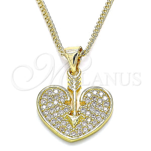 Gold Filled Necklace — Pendant Necklace Heart Design with White Micro Pave — main product view — SKU 136069 | Oro Laminado collar — Pendant Necklace corazón diseño with blanco Micro Pave — SKU 136069