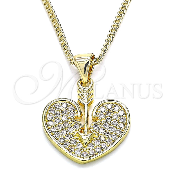 Gold Filled Necklace — Pendant Necklace Heart Design with White Micro Pave — main product view — SKU 136069 | Oro Laminado collar — Pendant Necklace corazón diseño with blanco Micro Pave — SKU 136069