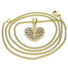 Oro Laminado Pendant Necklace, Gold Filled Style Heart Design, with Garnet and White Micro Pave, Polished, Golden Finish, 04.156.0346.1.20 (20 Inches Length)