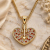 Oro Laminado Pendant Necklace, Gold Filled Style Heart Design, with Garnet and White Micro Pave, Polished, Golden Finish, 04.156.0346.1.20 (20 Inches Length)