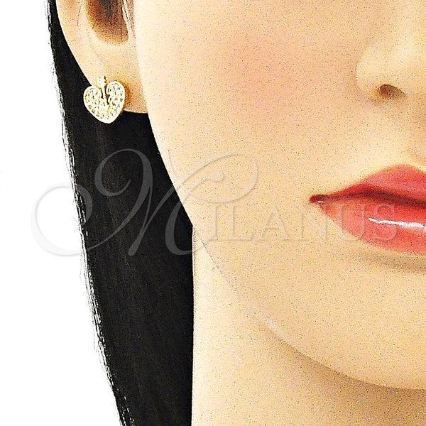 Gold Filled Ring — Stud Earring Heart Design with White Micro Pave — alternate product view — SKU 136071 | Oro Laminado anillo — Stud Earring corazón diseño with blanco Micro Pave — SKU 136071