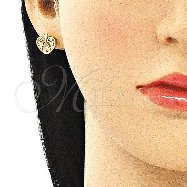 Gold Filled Ring — Stud Earring Heart Design with Garnet and White — alternate product view — SKU 136072 | Oro Laminado anillo — Stud Earring corazón diseño with Garnet and blanco — SKU 136072