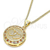 Oro Laminado Pendant Necklace, Gold Filled Style Heart Design, with Garnet and White Micro Pave, Polished, Golden Finish, 04.156.0347.1.20 (20 Inches Length)