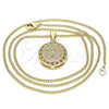 Oro Laminado Pendant Necklace, Gold Filled Style Heart Design, with Garnet and White Micro Pave, Polished, Golden Finish, 04.156.0347.1.20 (20 Inches Length)