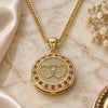 Oro Laminado Pendant Necklace, Gold Filled Style Heart Design, with Garnet and White Micro Pave, Polished, Golden Finish, 04.156.0347.1.20 (20 Inches Length)