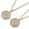 Oro Laminado Pendant Necklace, Gold Filled Style Heart Design, with Garnet and White Micro Pave, Polished, Golden Finish, 04.156.0347.1.20 (20 Inches Length)