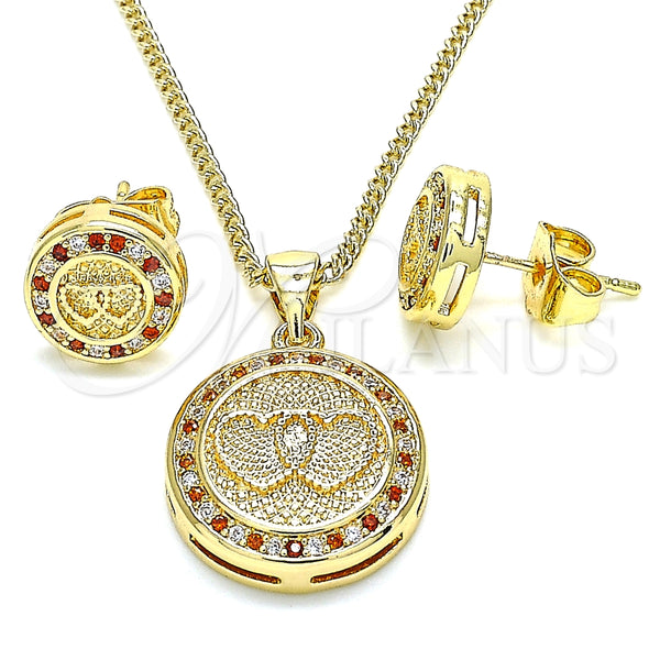 Gold Filled Ring — Earring and Pendant Adult Set Heart Design with — main product view — SKU 136077 | Oro Laminado anillo — Earring and Pendant Adult Set corazón diseño with — SKU 136077