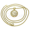 Oro Laminado Pendant Necklace, Gold Filled Style Heart Design, with White Micro Pave, Polished, Golden Finish, 04.156.0348.20 (20 Inches Length)