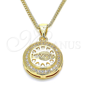 Gold Filled Necklace — Pendant Necklace Heart Design with White Micro Pave — main product view — SKU 136079 | Oro Laminado collar — Pendant Necklace corazón diseño with blanco Micro Pave — SKU 136079