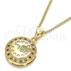 Oro Laminado Pendant Necklace, Gold Filled Style Heart Design, with Garnet and White Micro Pave, Polished, Golden Finish, 04.156.0348.1.20 (20 Inches Length)