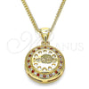 Oro Laminado Pendant Necklace, Gold Filled Style Heart Design, with Garnet and White Micro Pave, Polished, Golden Finish, 04.156.0348.1.20 (20 Inches Length)