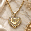 Oro Laminado Pendant Necklace, Gold Filled Style Heart and Love Design, with White Micro Pave, Polished, Golden Finish, 04.156.0349.20 (20 Inches Length)