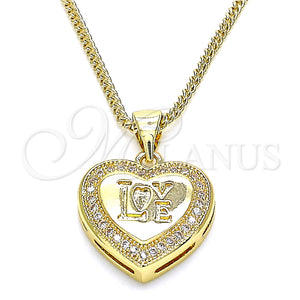 Gold Filled Necklace — Pendant Necklace Heart and Love Design with White — main product view — SKU 136085 | Oro Laminado collar — Pendant Necklace corazón and Love diseño with blanco — SKU 136085