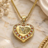 Oro Laminado Pendant Necklace, Gold Filled Style Heart and Love Design, with Garnet and White Micro Pave, Polished, Golden Finish, 04.156.0349.1.20 (20 Inches Length)