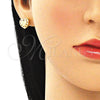 Oro Laminado Earring and Pendant Adult Set, Gold Filled Style Heart and Love Design, with Garnet and White Micro Pave, Polished, Golden Finish, 10.156.0157.2