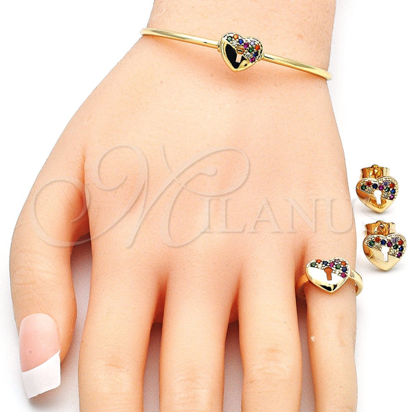 Gold Filled Ring — Earring and Pendant Children Set Heart and Lock — alternate product view — SKU 136089 | Oro Laminado anillo — Earring and Pendant Children Set corazón and Lock — SKU 136089