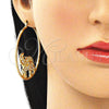 Oro Laminado Large Hoop, Gold Filled Style Elephant Design, with White and Black Crystal, Diamond Cutting Finish, Golden Finish, 02.380.0001.50