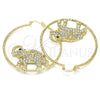Oro Laminado Large Hoop, Gold Filled Style Elephant Design, with White and Black Crystal, Diamond Cutting Finish, Golden Finish, 02.380.0001.50