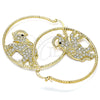 Oro Laminado Large Hoop, Gold Filled Style Elephant Design, with White and Black Crystal, Diamond Cutting Finish, Golden Finish, 02.380.0001.50
