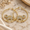 Oro Laminado Large Hoop, Gold Filled Style Elephant Design, with White and Black Crystal, Diamond Cutting Finish, Golden Finish, 02.380.0001.50