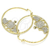 Oro Laminado Large Hoop, Gold Filled Style Turtle and Heart Design, with White and Black Micro Pave, Polished, Golden Finish, 02.380.0005.50
